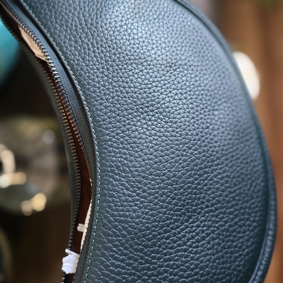 COACH Luna Crescent Shoulder Bag in Forest Green - Soft Pebble Leather - Picture 12 of 13
